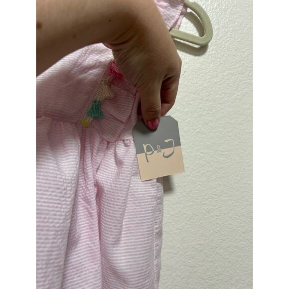 NWT Pippa & Julie Soft Pink Seersucker Colorful Tassels Nordstrom Size 12 Months - Picture 5 of 5